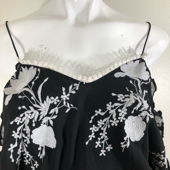 Alice + Olivia Holden Cold Shoulder Embroidered Chiffon Dress Size Medium - Picture 4 of 15